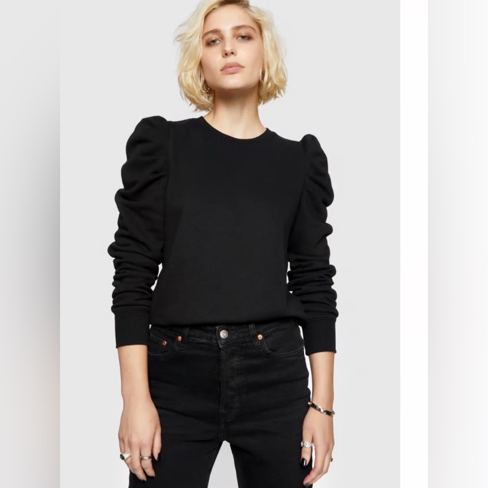 Pam & Gela Black Puff Sleeve sweatshirt Size Small